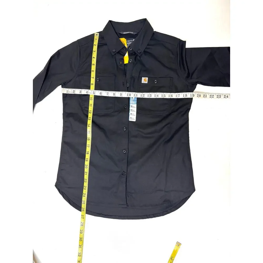 Carhartt Women’s Rugged Flex Relaxed Fit Canvas Long Sleeve Black Work Shirt XS - Picture 6 of 7